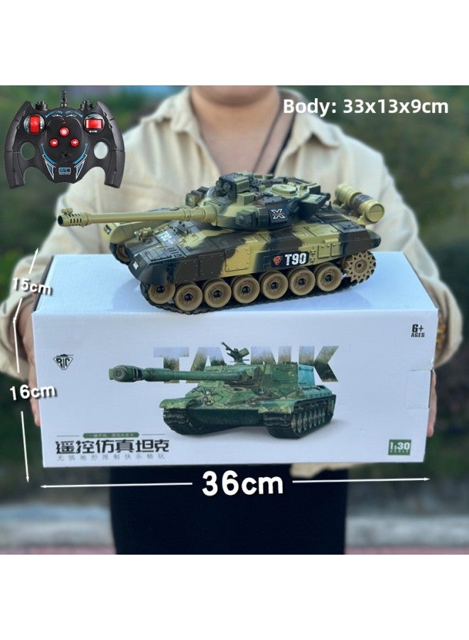 Remote Control Tank Toy 2.4G Cannon Launching Metal Crawler Charging Electric Simulation Battle Off-road Vehicle Model-Color: 9-way Remote Control Tank - Image 1
