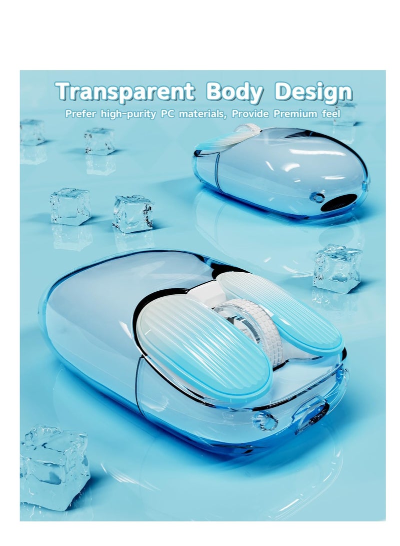 Excefore 2.4GHz Wireless Mouse with USB Mini Receiver, Cute Mouse, Transparent Shell, 7 RGB Backlit, 1600 DPI Optical Tracking, Portable Rechargeable Noiseless Mice for Laptop, PC, Desktop, MacBook, Blue  - Image 3
