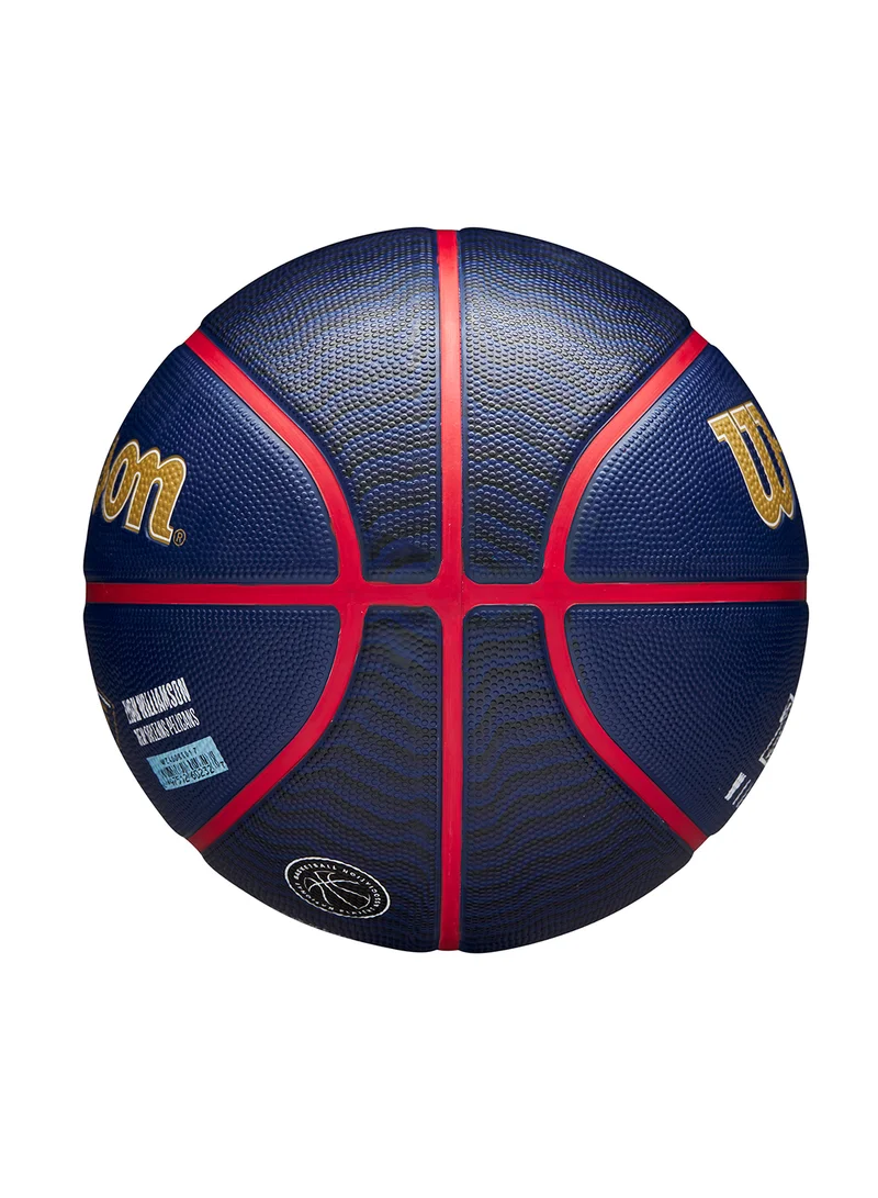 Wilson NBA Player Icon Outdoor Basketball - Zion - Size 7 for +12 years old and Adults - Blue/Gold