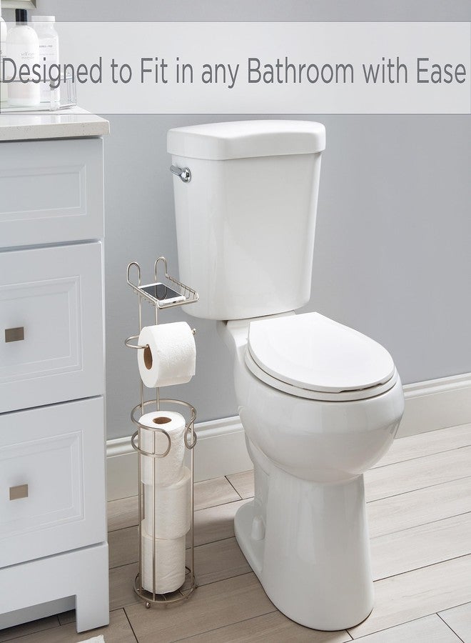 Bath Bliss Contemporary Toilet Paper Reserve and Dispenser | Dimensions: 6. 5" x 6. 5" x 25. 6" | Build in Shelf to Hold Cellphone | Holds 4 Toilet Paper Rolls | Bathroom Accessories | Stain - Image 4