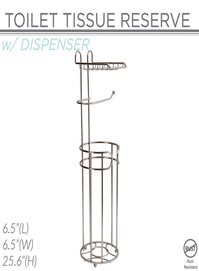 Bath Bliss Contemporary Toilet Paper Reserve and Dispenser | Dimensions: 6. 5" x 6. 5" x 25. 6" | Build in Shelf to Hold Cellphone | Holds 4 Toilet Paper Rolls | Bathroom Accessories | Stain - Image 2