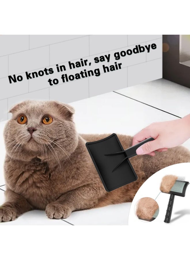 Large Slicker Dog Brush-for Long and فضفاض Haired Pet Grooming Wire Slicker Brush-for Dog Like Giant Poodles-Cats Deshedding and فضفاض Hair-يزيل الشعر المتعقد والشعر الداخلي والعائم (الأسود) - Image 4