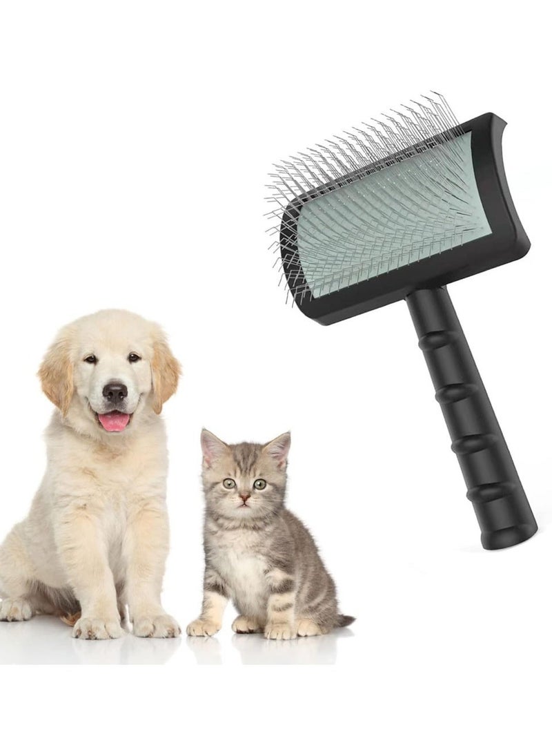 Large Slicker Dog Brush-for Long and فضفاض Haired Pet Grooming Wire Slicker Brush-for Dog Like Giant Poodles-Cats Deshedding and فضفاض Hair-يزيل الشعر المتعقد والشعر الداخلي والعائم (الأسود) - Image 1