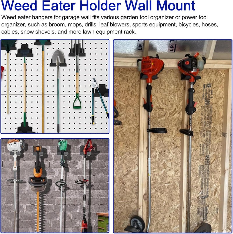 Vilapow Weed Eater Rack Garage Wall Organizer, Weedeater Hanger Wall Mount For String Trimmer Hanger, Garden Tool Organizer Garage Weed Wacker Hanger - 2 Pack - Image 2
