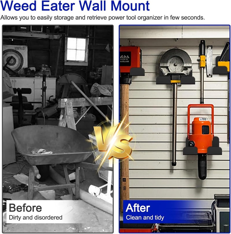Vilapow Weed Eater Rack Garage Wall Organizer, Weedeater Hanger Wall Mount For String Trimmer Hanger, Garden Tool Organizer Garage Weed Wacker Hanger - 2 Pack - Image 5