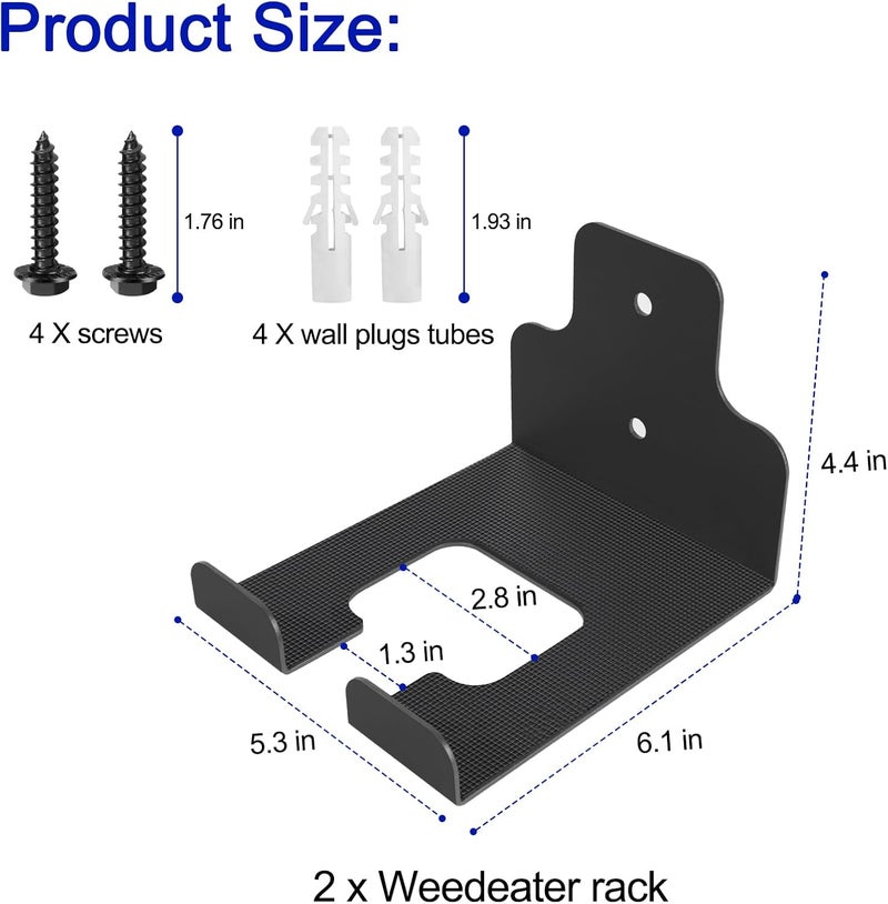 Vilapow Weed Eater Rack Garage Wall Organizer, Weedeater Hanger Wall Mount For String Trimmer Hanger, Garden Tool Organizer Garage Weed Wacker Hanger - 2 Pack - Image 3