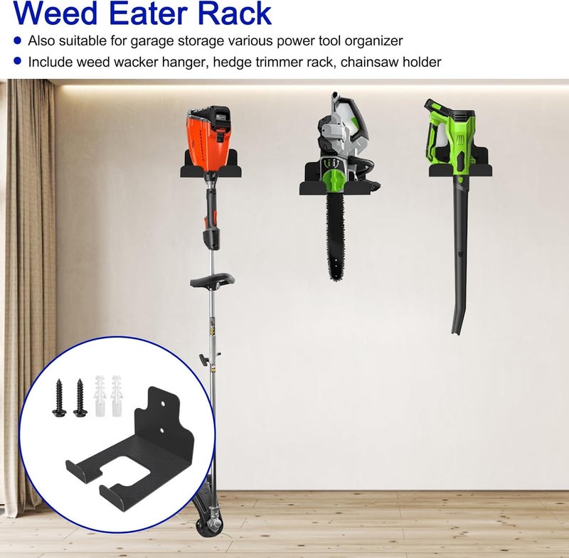 Vilapow Weed Eater Rack Garage Wall Organizer, Weedeater Hanger Wall Mount For String Trimmer Hanger, Garden Tool Organizer Garage Weed Wacker Hanger - 2 Pack - Image 4