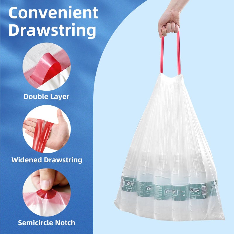 KdbK 13.2 Gallon Tall Kitchen Drawstring Trash Bags, 200 Count Pre-separated Garbage Bags, Unscented, Leak Proof, Waste Bag for Kitchen, Office, Home - Image 5