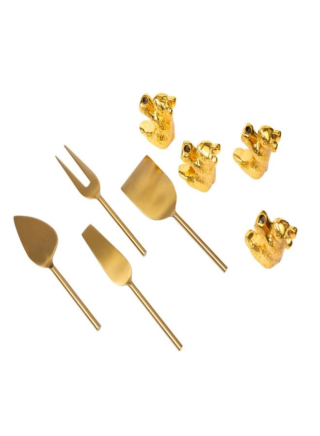 PRET HOMES Cheese Server Set of 4 | Stainless Steel & German Brass | Elegant Golden Finish | Perfect for Serving Cheese, Appetizers, and Snacks - Image 4