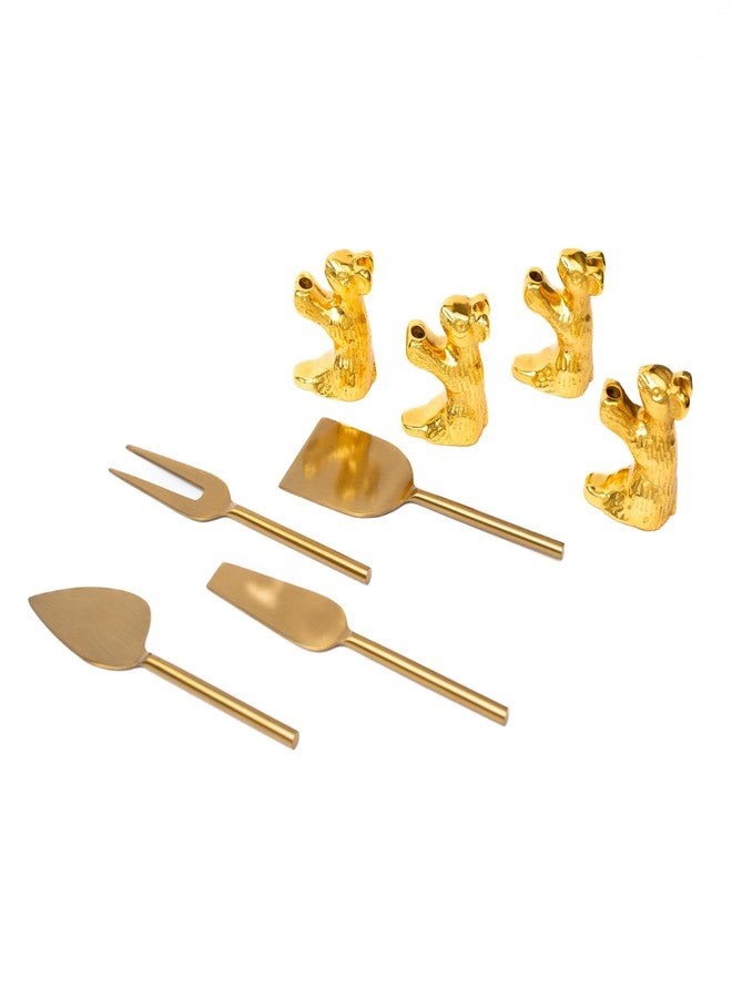 PRET HOMES Cheese Server Set of 4 | Stainless Steel & German Brass | Elegant Golden Finish | Perfect for Serving Cheese, Appetizers, and Snacks - Image 5