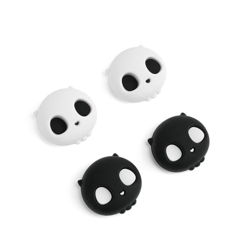 GeekShare Cute Silicone Joycon Thumb Grip Caps Joystick Cover Compatible with Nintendo Switch OLED Switch Lite4PCS Skull Black White - Image 2