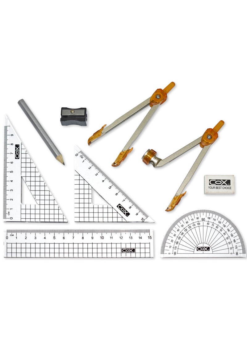 FIS - COX Mathematical Sets, 9 Pieces, Made In Taiwan Cxmsm2500 - Image 1