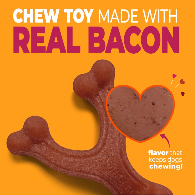 Nylabone Strong Chew Wishbone Dog Toy Made with Real Bacon, Durable Chew Toys for Aggressive Chewers, Long Lasting Dog Bone, Keeps Dogs Busy, Small Breeds - Up to 25 lbs - Image 2