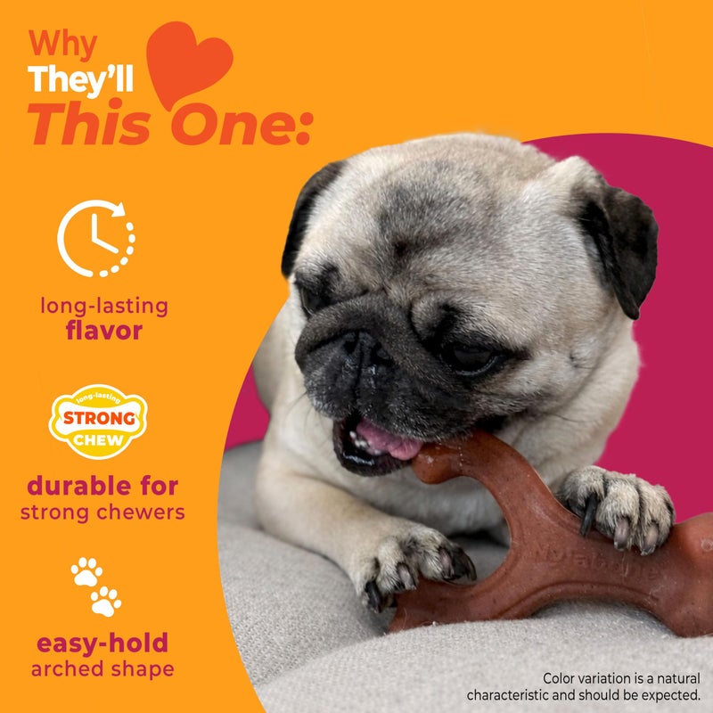 Nylabone Strong Chew Wishbone Dog Toy Made with Real Bacon, Durable Chew Toys for Aggressive Chewers, Long Lasting Dog Bone, Keeps Dogs Busy, Small Breeds - Up to 25 lbs - Image 3