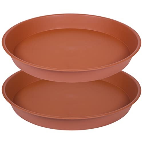 Bleuhome 2 Pack of Bird Bath Bowl 14 inch, 1.6" Depth, 12 14 16 18 19 inch Heavy Duty BirdBath Bowls only, Plastic Round Large Plant Saucer Dish for Garden (14", Terracotta) - Image 1