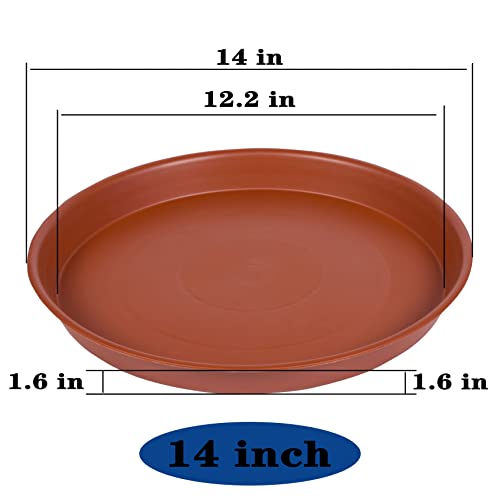 Bleuhome 2 Pack of Bird Bath Bowl 14 inch, 1.6" Depth, 12 14 16 18 19 inch Heavy Duty BirdBath Bowls only, Plastic Round Large Plant Saucer Dish for Garden (14", Terracotta) - Image 2