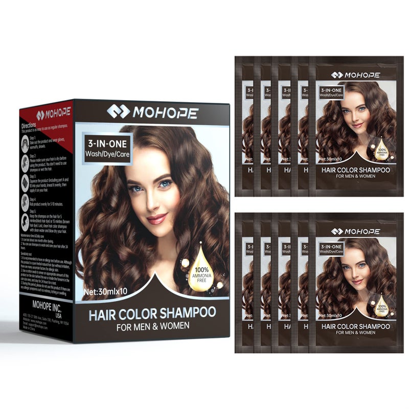 MOHOPE Black Shampoo for Grey Hair 30ml x 10Pcs | Revolutionary Instant Hair Dye | Semi Permanent Magically Only 10 Minutes Last 30 Days | Safe Natural Ingredients - Image 1