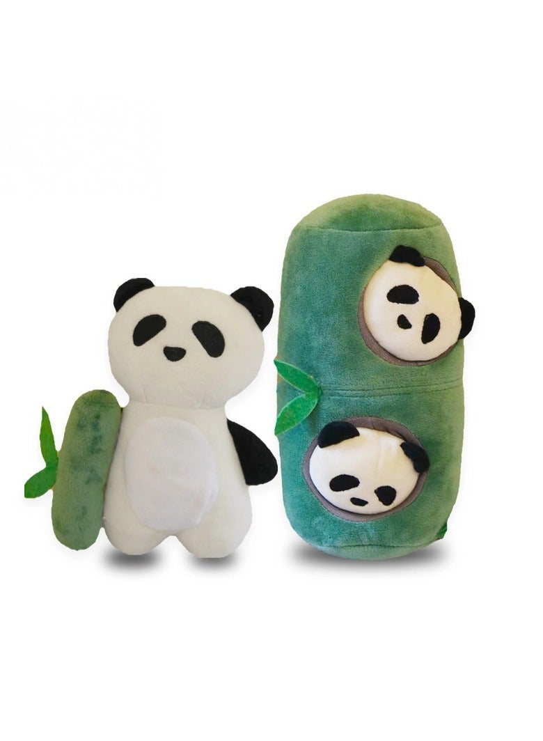 general Creative panda bamboo pet hidden food set dog plush toy sniffing Tibetan food interactive dog toy - Image 1