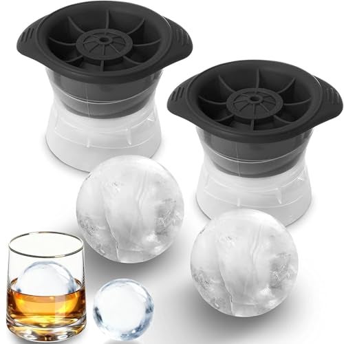 KARP Flexible Sphere Ice Molds - Set of 2 Large 2.5 Inch Ice Ball Makers - Perfect for Whisky Ice for Bourbon, Scotch, Cocktails - Image 1