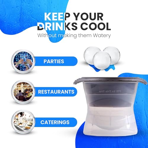 KARP Flexible Sphere Ice Molds - Set of 2 Large 2.5 Inch Ice Ball Makers - Perfect for Whisky Ice for Bourbon, Scotch, Cocktails - Image 4
