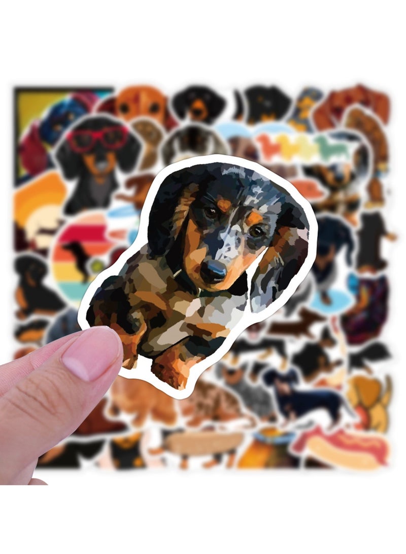 Cute Dachshund Dog Stickers 50Pcs Kids Teens Adults Cartoon Pets Dachshund Animal Vinyl Laptops Decals Sausage Dogs Sticker Water Bottle Journal Scrapbook Guitar Decorative Stickers - Image 2