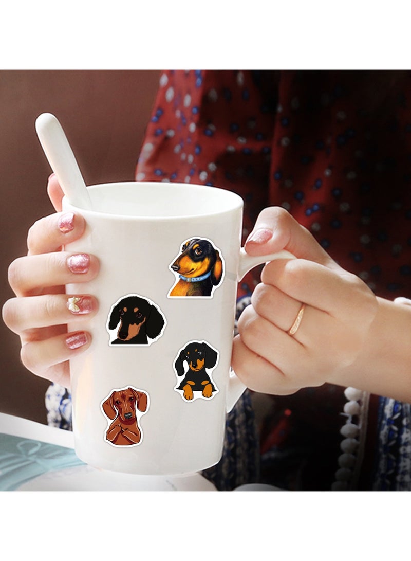 Cute Dachshund Dog Stickers 50Pcs Kids Teens Adults Cartoon Pets Dachshund Animal Vinyl Laptops Decals Sausage Dogs Sticker Water Bottle Journal Scrapbook Guitar Decorative Stickers - Image 5