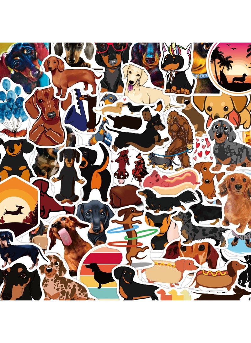 Cute Dachshund Dog Stickers 50Pcs Kids Teens Adults Cartoon Pets Dachshund Animal Vinyl Laptops Decals Sausage Dogs Sticker Water Bottle Journal Scrapbook Guitar Decorative Stickers - Image 1