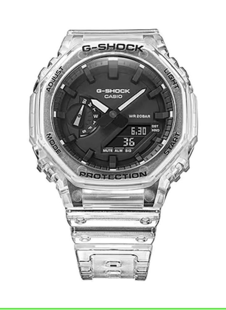 G-SHOCK Analog Digital Transparent Resin Band Watch For Men's GA-2100SKE-7ADR  - Image 2