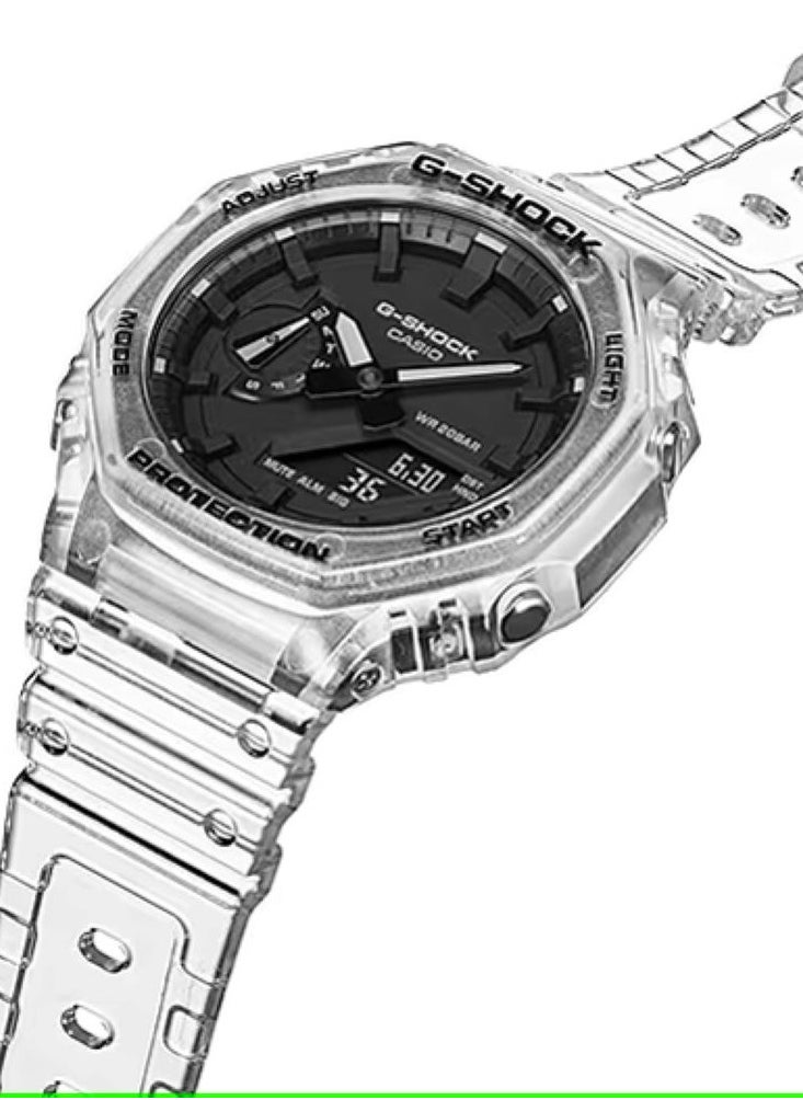 G-SHOCK Analog Digital Transparent Resin Band Watch For Men's GA-2100SKE-7ADR  - Image 5