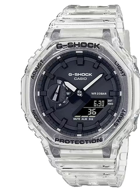 Analog Digital Transparent Resin Band Watch For Men's GA-2100SKE-7ADR