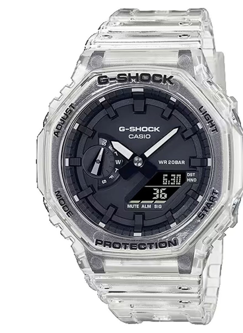 G-SHOCK Analog Digital Transparent Resin Band Watch For Men's GA-2100SKE-7ADR  - Image 1