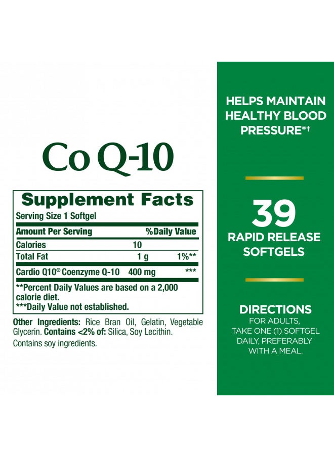 Nature's Bounty CoQ10 , Dietary Supplement, Supports Heart Health, 400mg, 39 Softgels