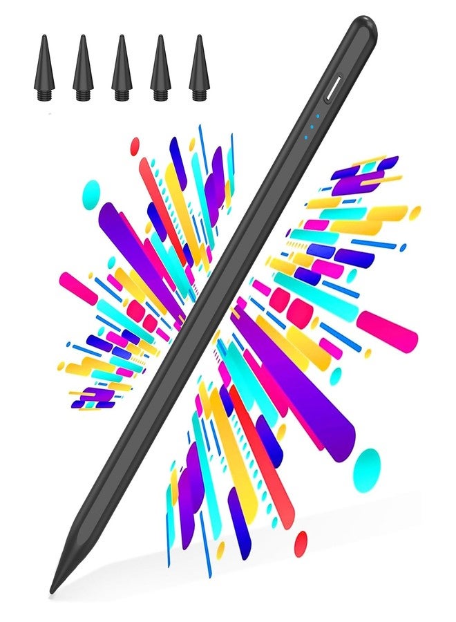 قلم لمس لأجهزة iPad من 2018 إلى 2025، قلم مغناطيسي سريع الشحن عبر منفذ USB-C، يتميز بحساسية الإمالة ورفض راحة اليد، متوافق مع iPad A16/6/7/8/9/10/11، وiPad Pro 11/12.9/M4، وiPad Air 3/4/5/M2/M3، أسود - Image 1