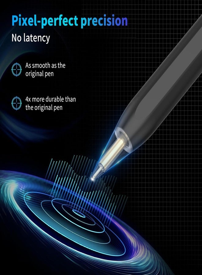 قلم لمس لأجهزة iPad من 2018 إلى 2025، قلم مغناطيسي سريع الشحن عبر منفذ USB-C، يتميز بحساسية الإمالة ورفض راحة اليد، متوافق مع iPad A16/6/7/8/9/10/11، وiPad Pro 11/12.9/M4، وiPad Air 3/4/5/M2/M3، أسود - Image 3