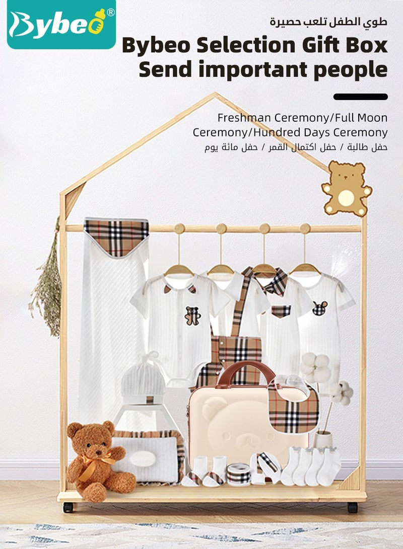 Bybeo 18PCS Newborn Baby Gifts Set, Newborn Layette Gift Set, Baby Clothes Accessories, Infant Essential Set with Beautifully Suitcase for Boys and Girls, Premium Cotton, for Spring Summer Autumn Winter - Image 2