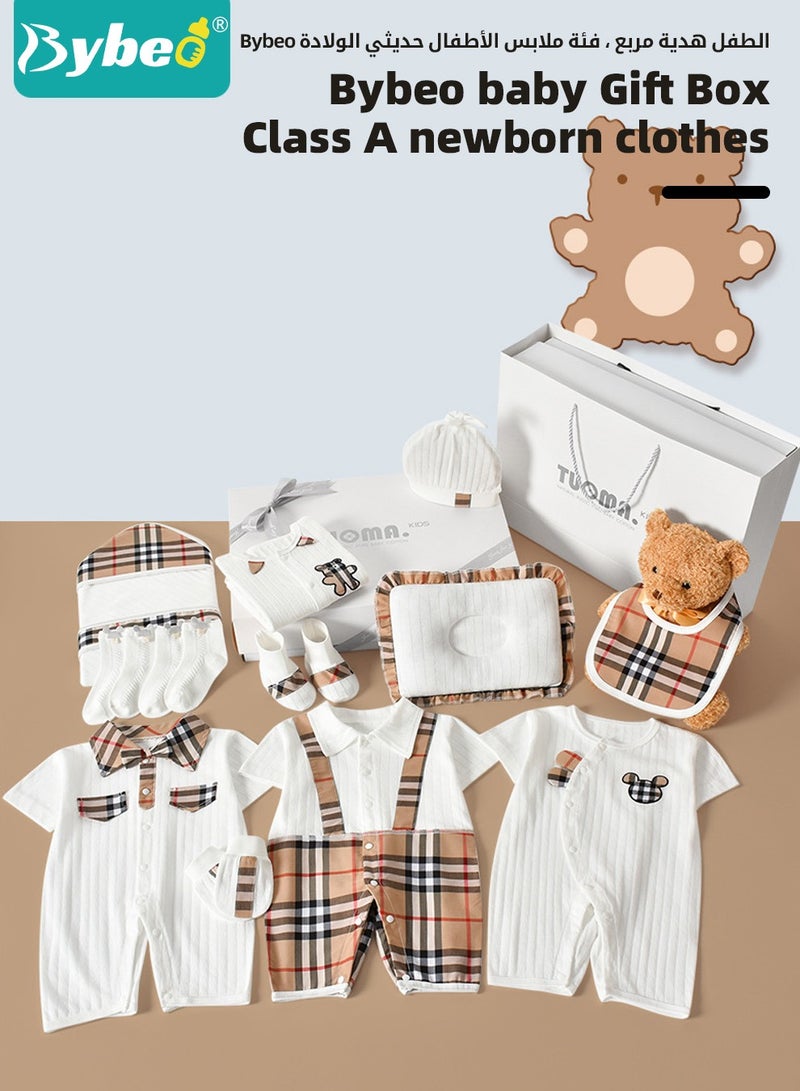 Bybeo 18PCS Newborn Baby Gifts Set, Newborn Layette Gift Set, Baby Clothes Accessories, Infant Essential Set with Beautifully Suitcase for Boys and Girls, Premium Cotton, for Spring Summer Autumn Winter - Image 4