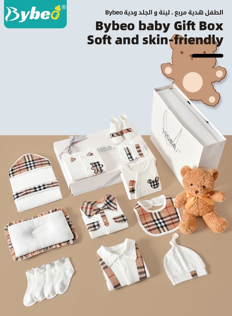 Bybeo 18PCS Newborn Baby Gifts Set, Newborn Layette Gift Set, Baby Clothes Accessories, Infant Essential Set with Beautifully Suitcase for Boys and Girls, Premium Cotton, for Spring Summer Autumn Winter - Image 5