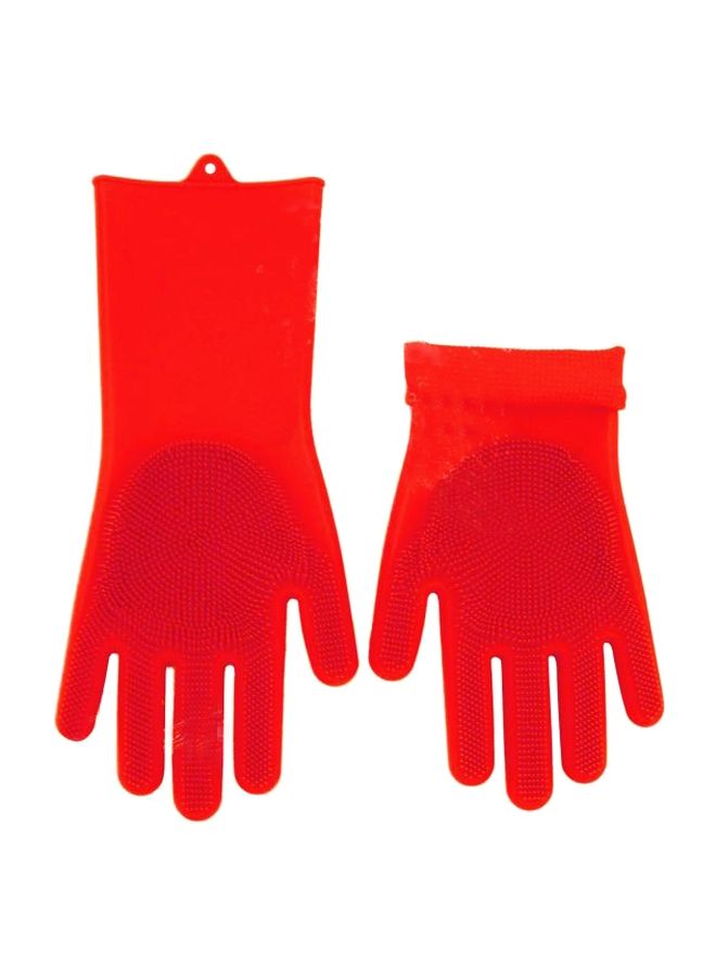 NIBEMINENT Silicone Scrubber Gloves Red 