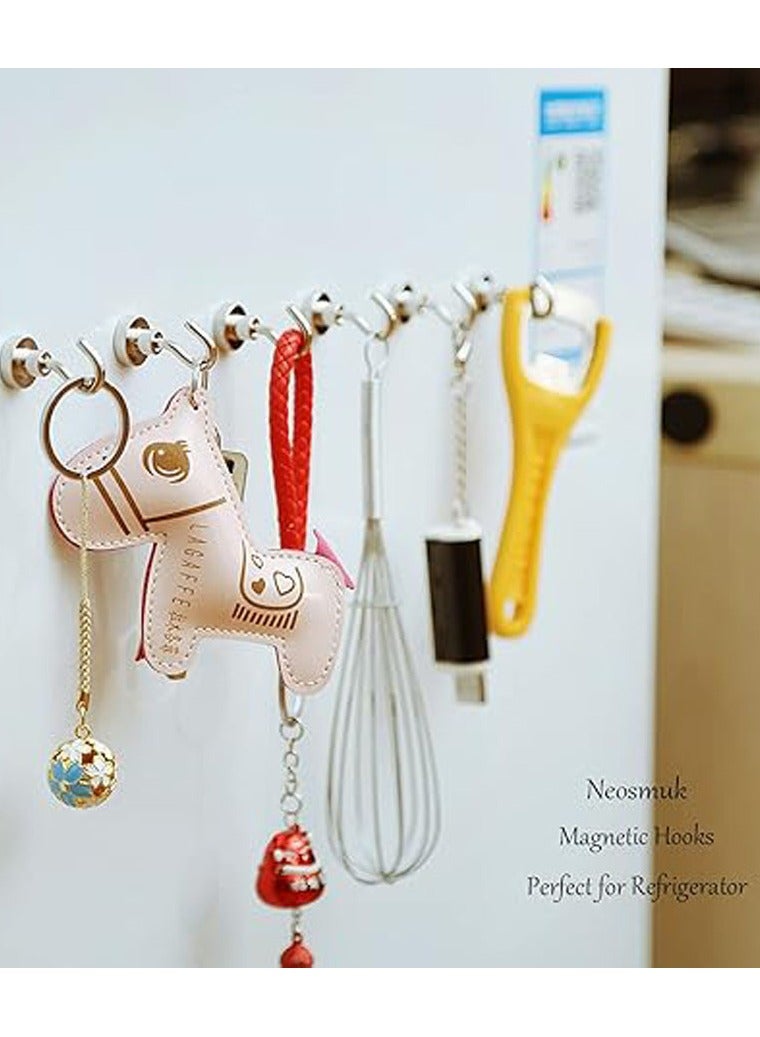 general Magnetic Hooks,30lb+ Heavy Duty Earth Magnets with Hook for Refrigerator, Extra Strong Cruise Hook for Hanging, Magnetic Hanger for Cabins, Grill (Silver White, Pack of 10) - Image 2