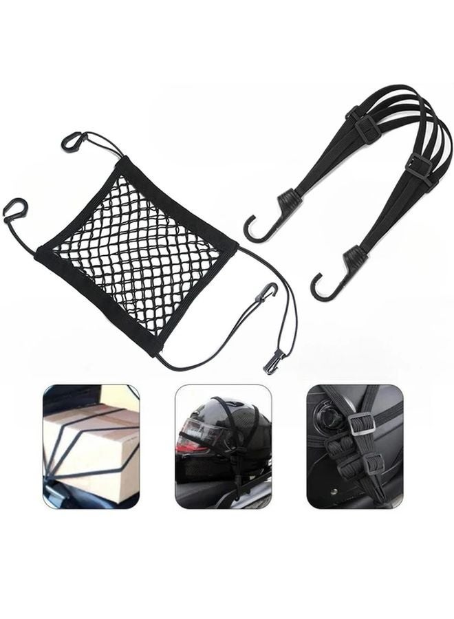Black Elastic Binding Rope Motorcycle Bicycle Helmet Net Strap Luggage Organizer 2pcs - Image 2