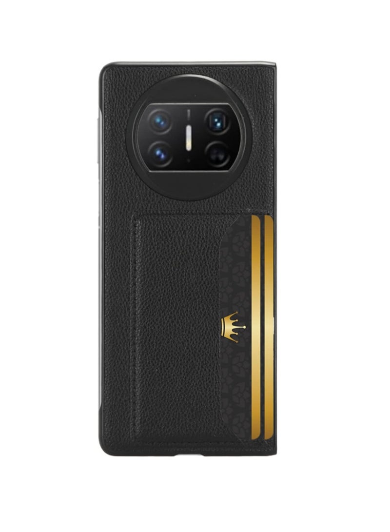 عام غطاء لجهاز Huawei Mate X3 مصنوع من الجلد الصناعي عالي الجودة، رفيع جداً ومقاوم للصدمات، مزود بفتحة لبطاقات وقاعدة مدمجة. - Image 4
