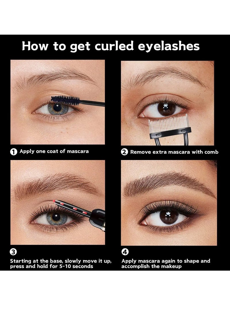 KASTWAVE Heated Eyelash Curlers, Electric Eyelash Curler Type C Rechargeable, Lash Lift Curler for Women Natural Quick Natural Eye Lash Curler Makeup Tool with Eyelash Comb, 24 Hours Long Lasting - Black - Image 4