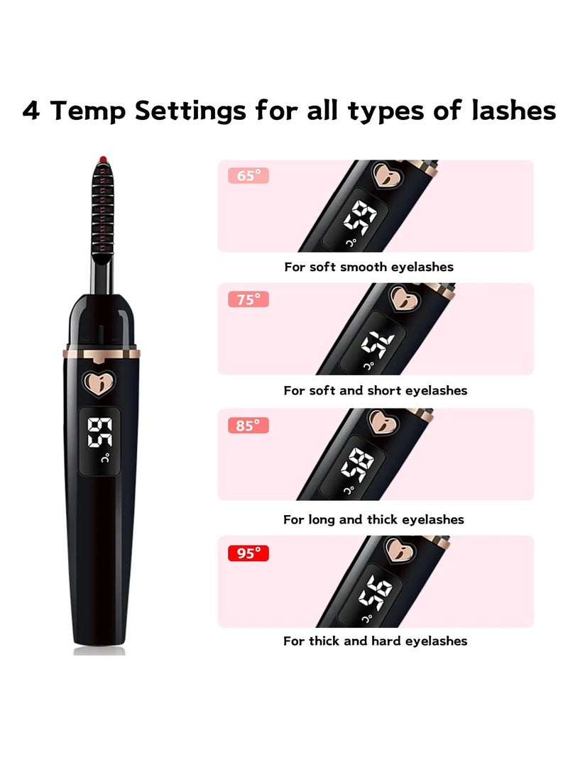 KASTWAVE Heated Eyelash Curlers, Electric Eyelash Curler Type C Rechargeable, Lash Lift Curler for Women Natural Quick Natural Eye Lash Curler Makeup Tool with Eyelash Comb, 24 Hours Long Lasting - Black - Image 5