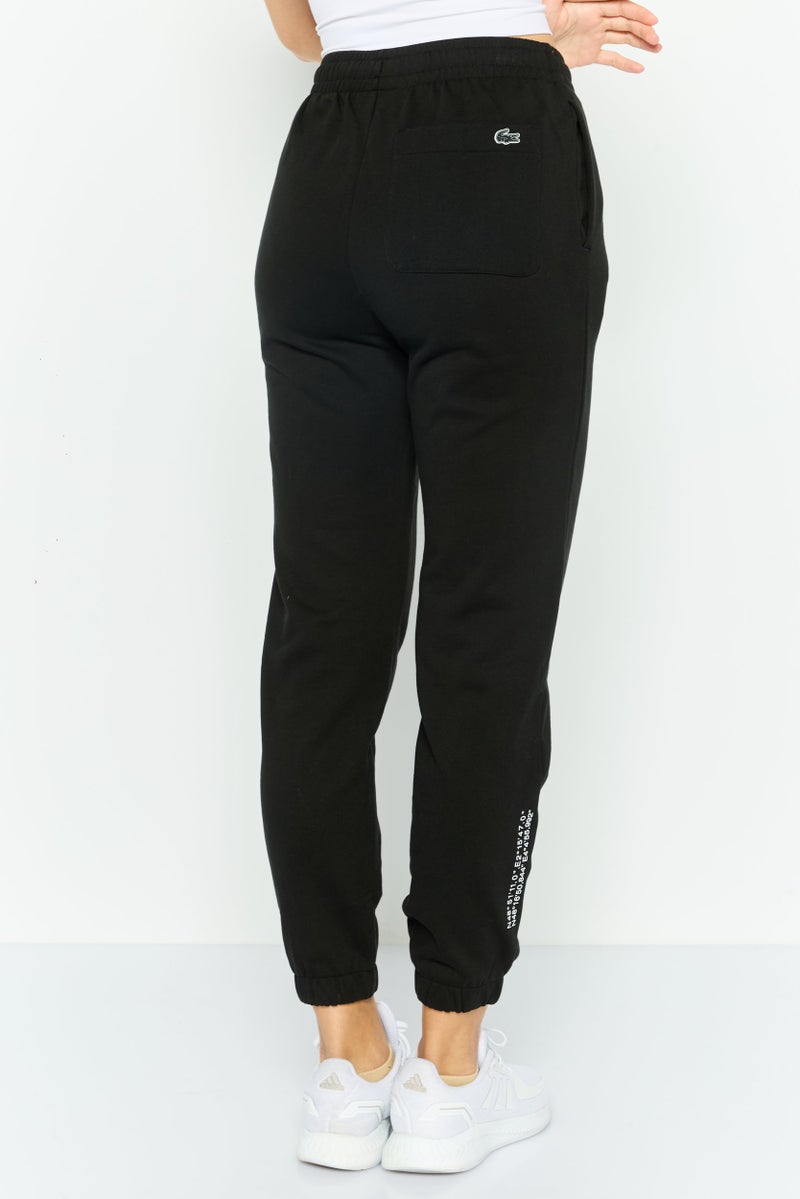 LACOSTE Women Regular Fit Embroidered Logo Jogger Pants, Black - Image 3