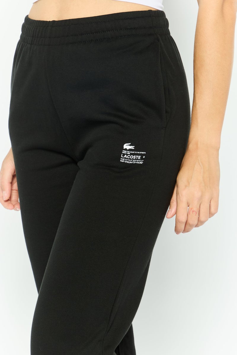 LACOSTE Women Regular Fit Embroidered Logo Jogger Pants, Black - Image 4