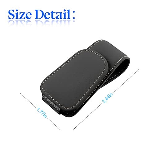 zipelo Sunglasses Holder for Car Sun Visor, 2 PCS Magnetic Leather Eyeglass Hanger, Sun Glasses Mount Clip on Visors, Ticket Card Cash Organizer, Auto Interior Accessories (Black) - Image 2