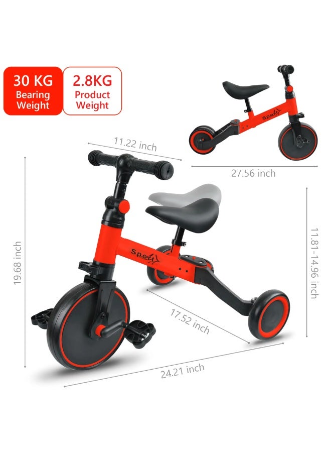 سبيد دراجة ثلاثية العجلات 5 في 1 للأطفال الصغار من عمر 1 إلى 4 سنوات، مقعد دراجة ثلاثية العجلات للأطفال بارتفاع قابل للتعديل، لعبة توازن للأطفال مع دواسات قابلة للإزالة، دراجة لعبة للأولاد والبنات - Image 5