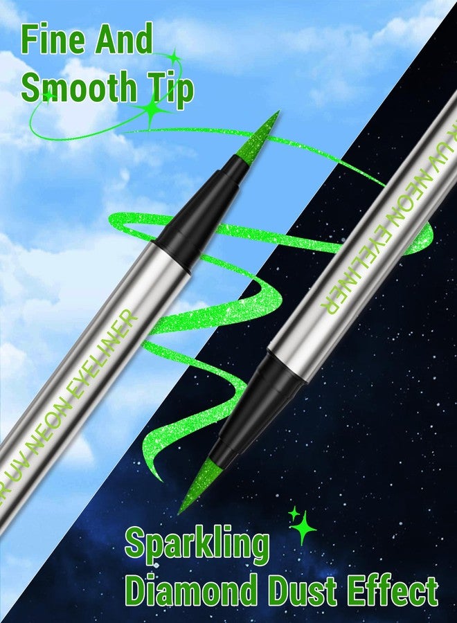 LYSdefeu Glitter UV Neon Eyeliner Pencil, Waterproof Smudge-Proof Green Eye Liner Liquid Pen, High-Pigment Shimmer Eyeliner Pen Long-Lasting Colorful Professional Makeup, Christmas Festival Gift for Women-05 - Image 4
