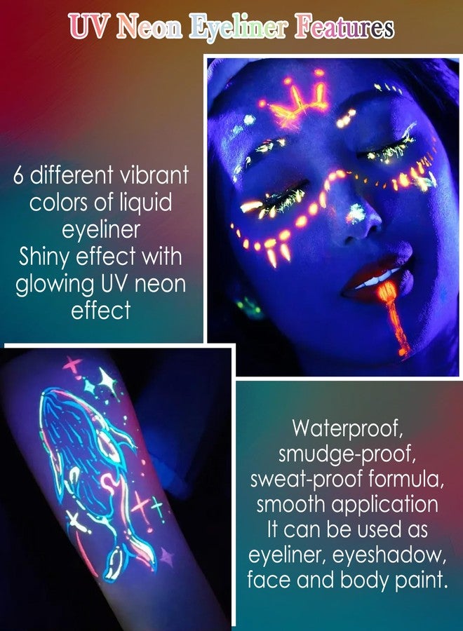 LYSdefeu Glitter UV Neon Eyeliner Pencil, Waterproof Smudge-Proof Green Eye Liner Liquid Pen, High-Pigment Shimmer Eyeliner Pen Long-Lasting Colorful Professional Makeup, Christmas Festival Gift for Women-05 - Image 3