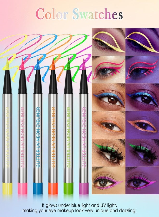 LYSdefeu Glitter UV Neon Eyeliner Pencil, Waterproof Smudge-Proof Green Eye Liner Liquid Pen, High-Pigment Shimmer Eyeliner Pen Long-Lasting Colorful Professional Makeup, Christmas Festival Gift for Women-05 - Image 5